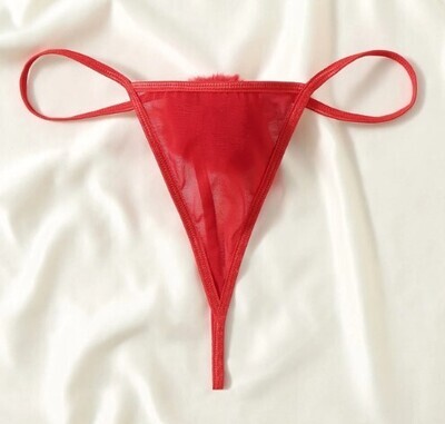 Mesh Pompom Detail Thong