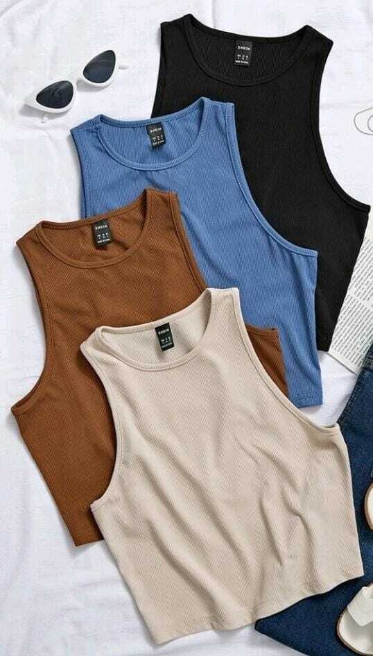 Rib Knit Solid Tank Top