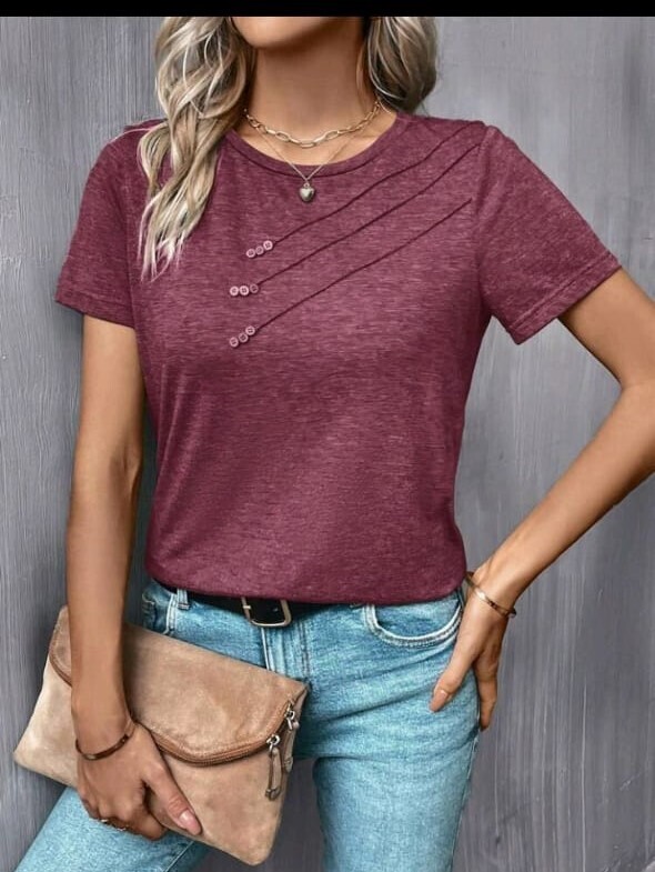 Solid Press Crease Detail Tee