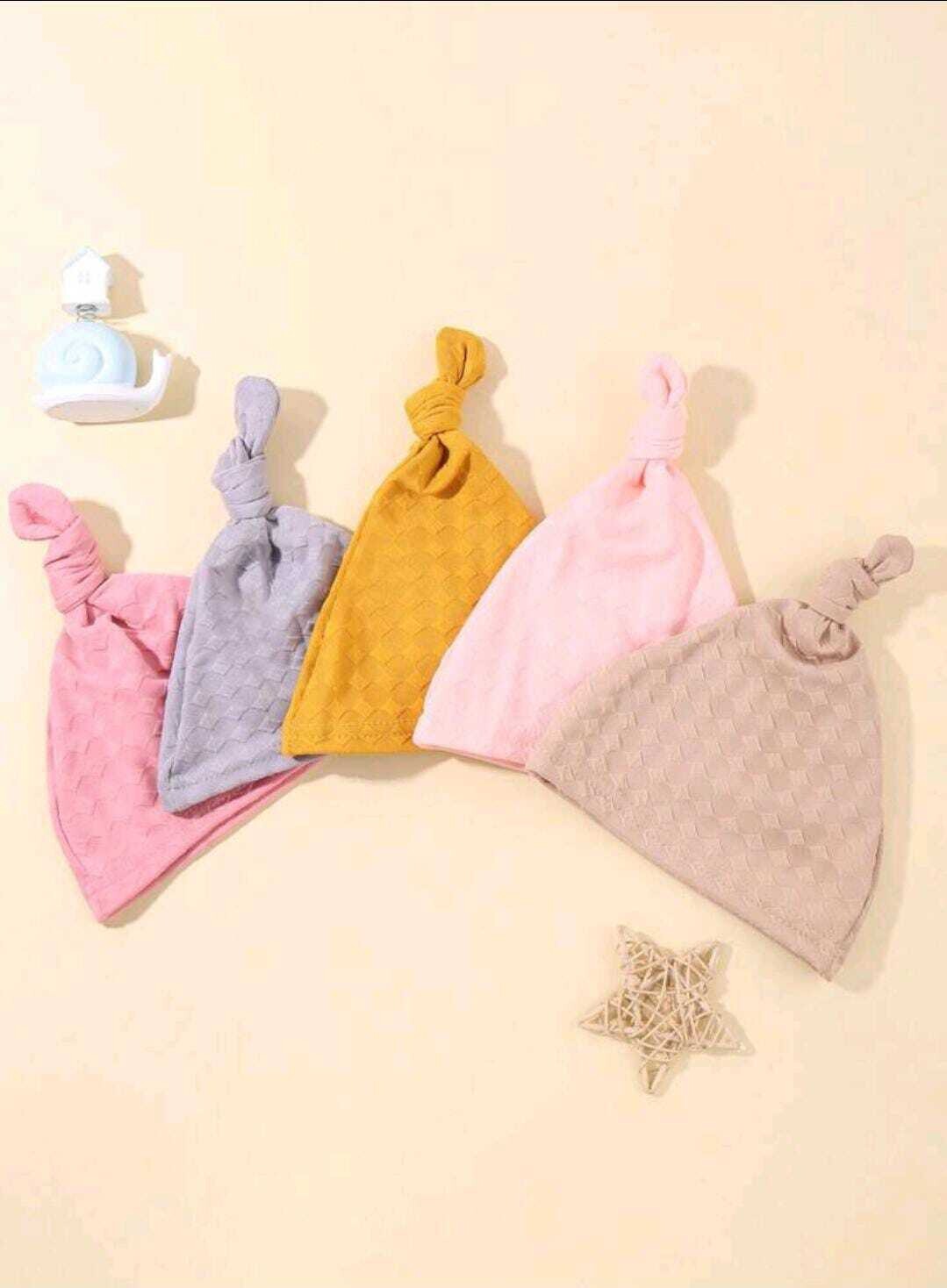 Baby Newborn Hats Set Knot Beanie Hats Soft, Size: 0-6 Months, Color: Dark Pink