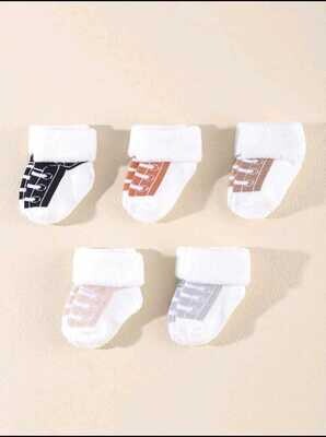 5pairs Baby Shoe-lace Pattern Plush Circle Socks