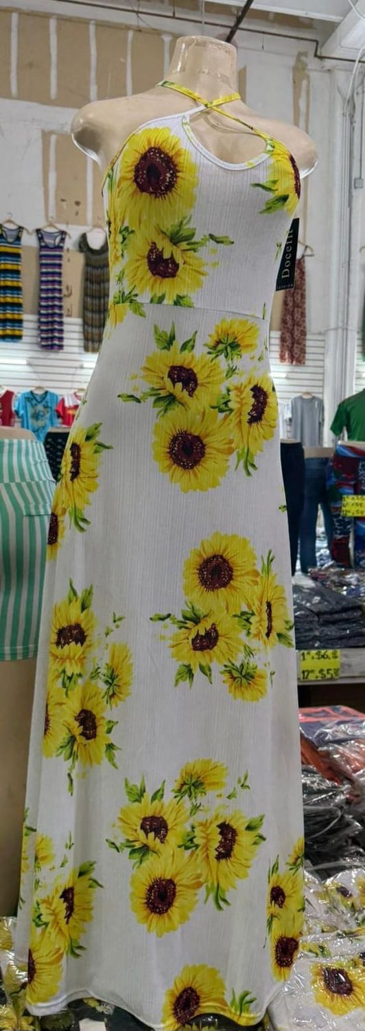 Sunflower Print Long Dress