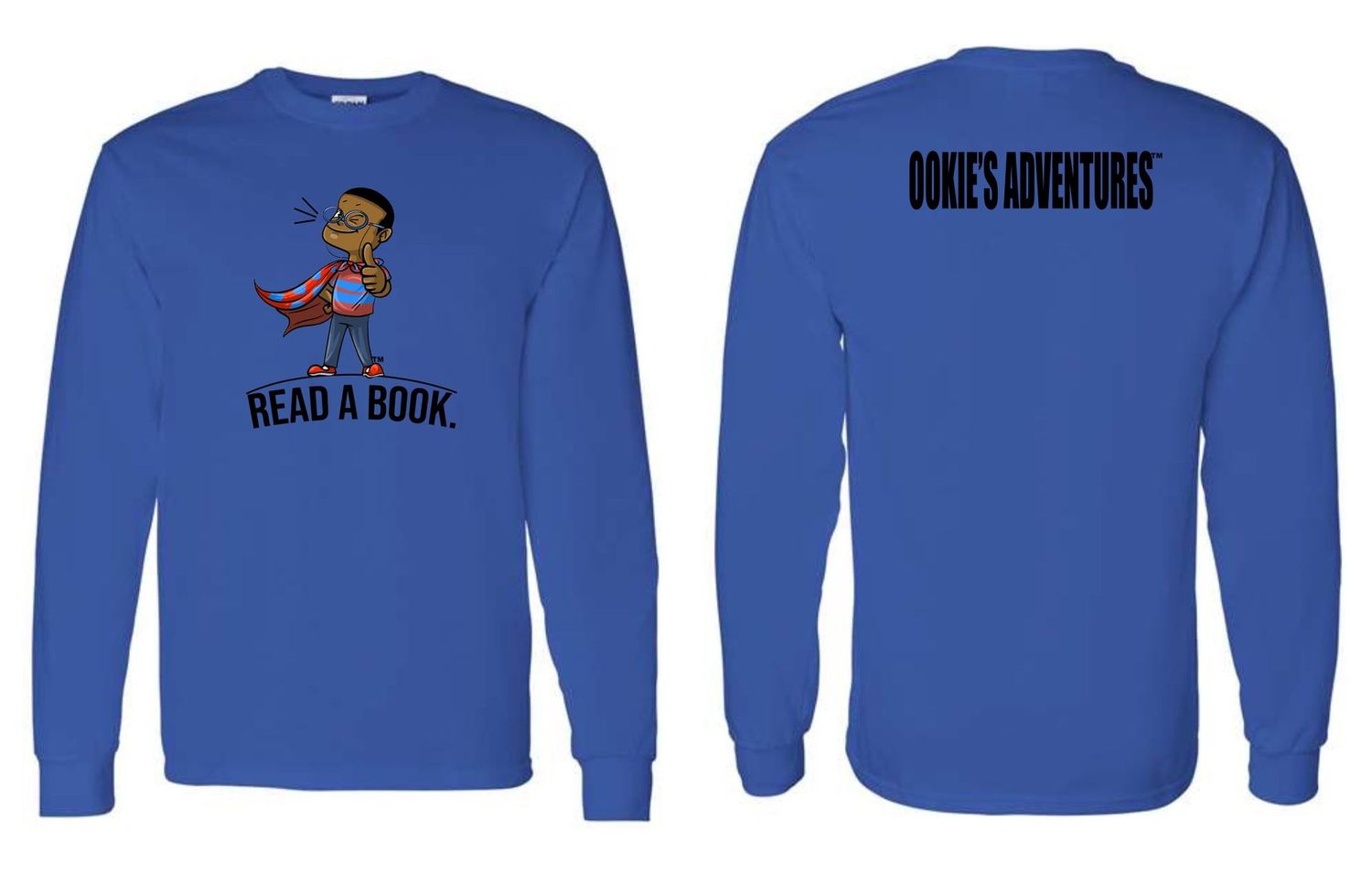 Ookie's Adventures Read A Book character Long sleeved T-Shirt