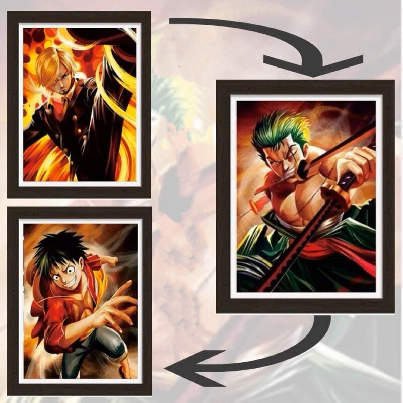 3D Motion Sticker One Piece Zoro Luffy Sanji Poster