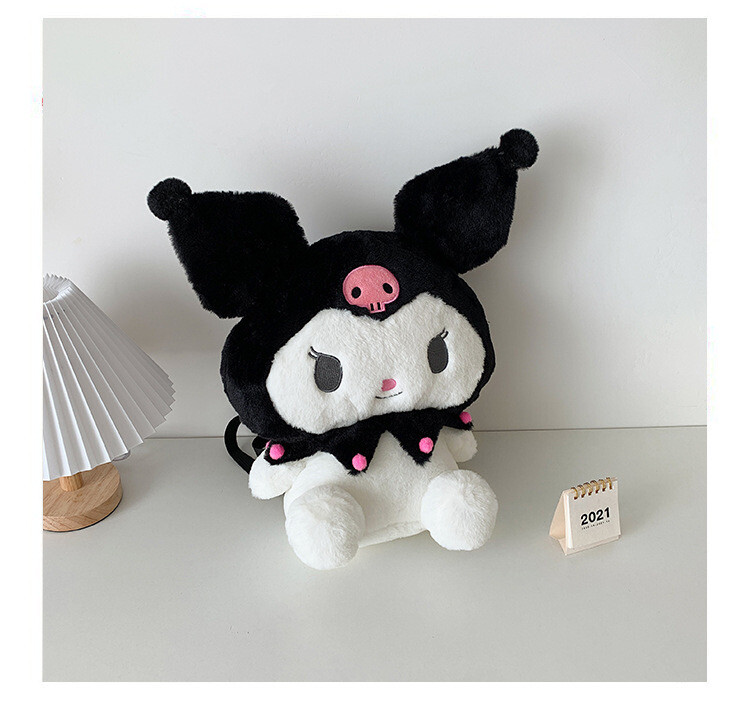New Sanrio Fluffy Furry Bag Backpack Cinnamoroll Kuromi Cartoon Stitch Spiderman Chinchilla
