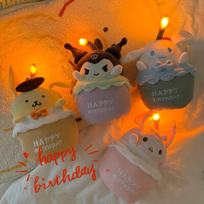 Sanrio Kirby Birthday Cake Plush Light up Stuffed Toy Kuromi Cinnamoroll Melody HelloKitty