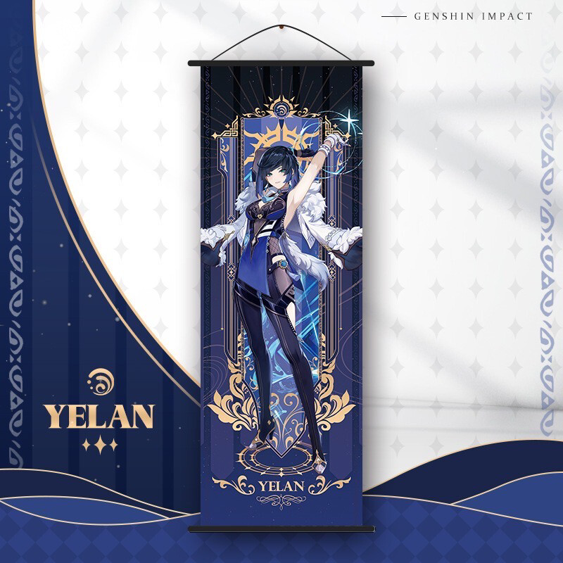 Genshin Impact Wall Scroll Yelan Banner Poster Home Decor Hanging Painting