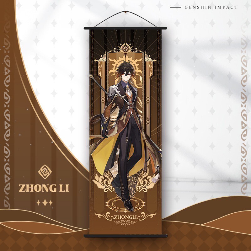 Genshin Impact Wall Scroll Zhong Li Banner Hanging Painting Home Decor
