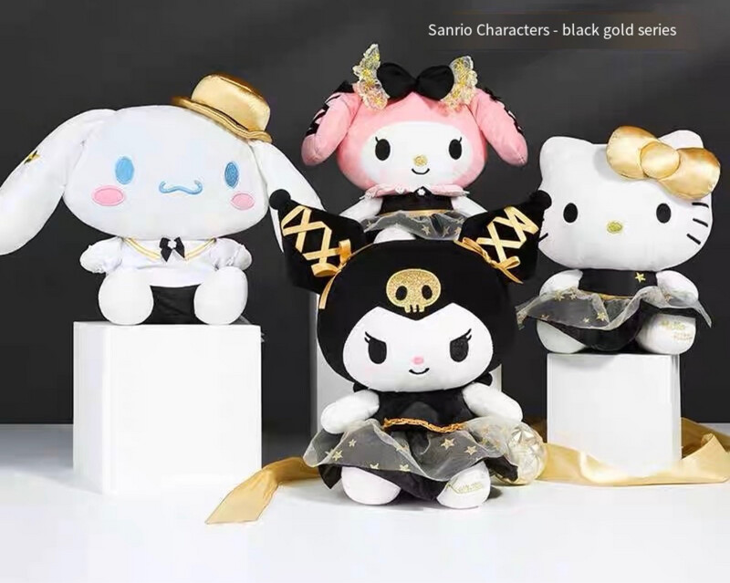 Sanrio Black Gold series Plush Kuromi cinnamoroll Melody HelloKitty Stuffed Toy