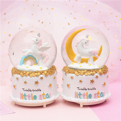 Snow Globe Unicorn Rainbow Music Ball light up
