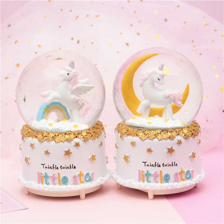 Snow Globe Unicorn Rainbow Music Ball light up