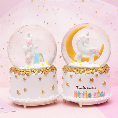 Snow Globe Unicorn Rainbow Music Ball light up