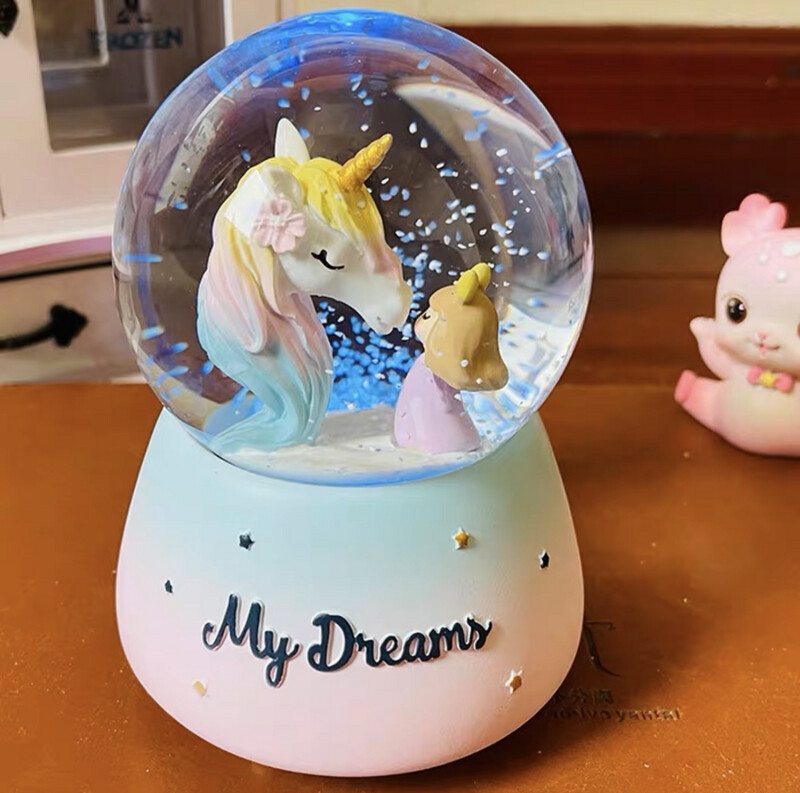 Snow Globe Unicorn with girl