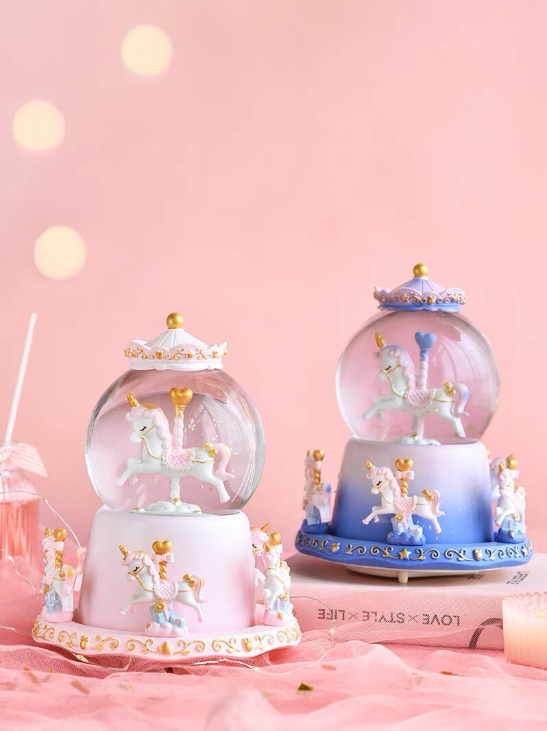 Snow Globe Carousel music light up ball