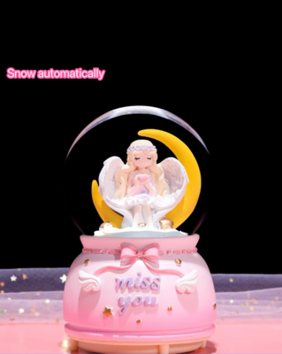 Snow Globe Moon Angel music light