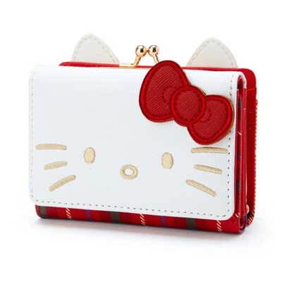 Sanrio Wallet 2 fold PU with little coin purse Kuromi Cinnamoroll Melody HelloKitty pompom