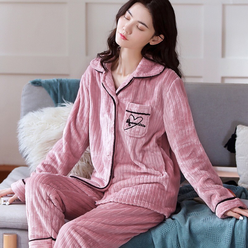 Women&#39;s Winter Pajamas Thick Flannel Soft Warm Cozy Loose sleepwear