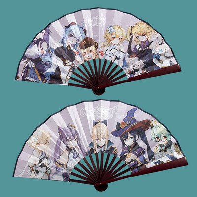 Genshin Impact Folding Fan Cute Gift game Klee Zhongli Paimon Xiao Raiden Shogun