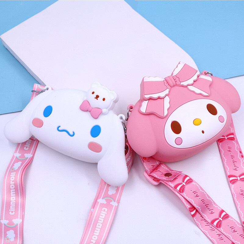 Sanrio Silicone Bag little Wallet Coin Purse With Straps Kuromi Cinnamoroll Melody HelloKitty