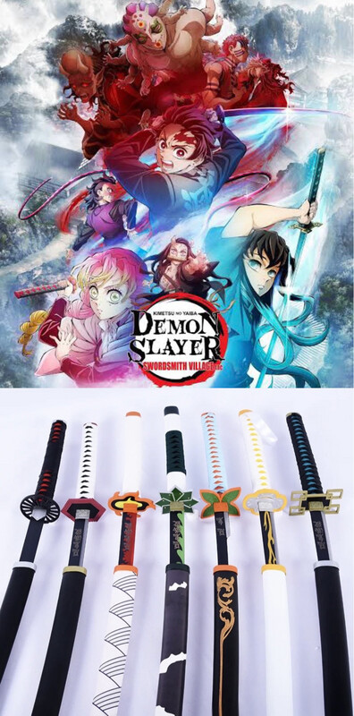 Demon Slayer Katana Tanjiro Nezuko Yoriichi Kokushibou Zenitsu Samurai Cosplay Sword