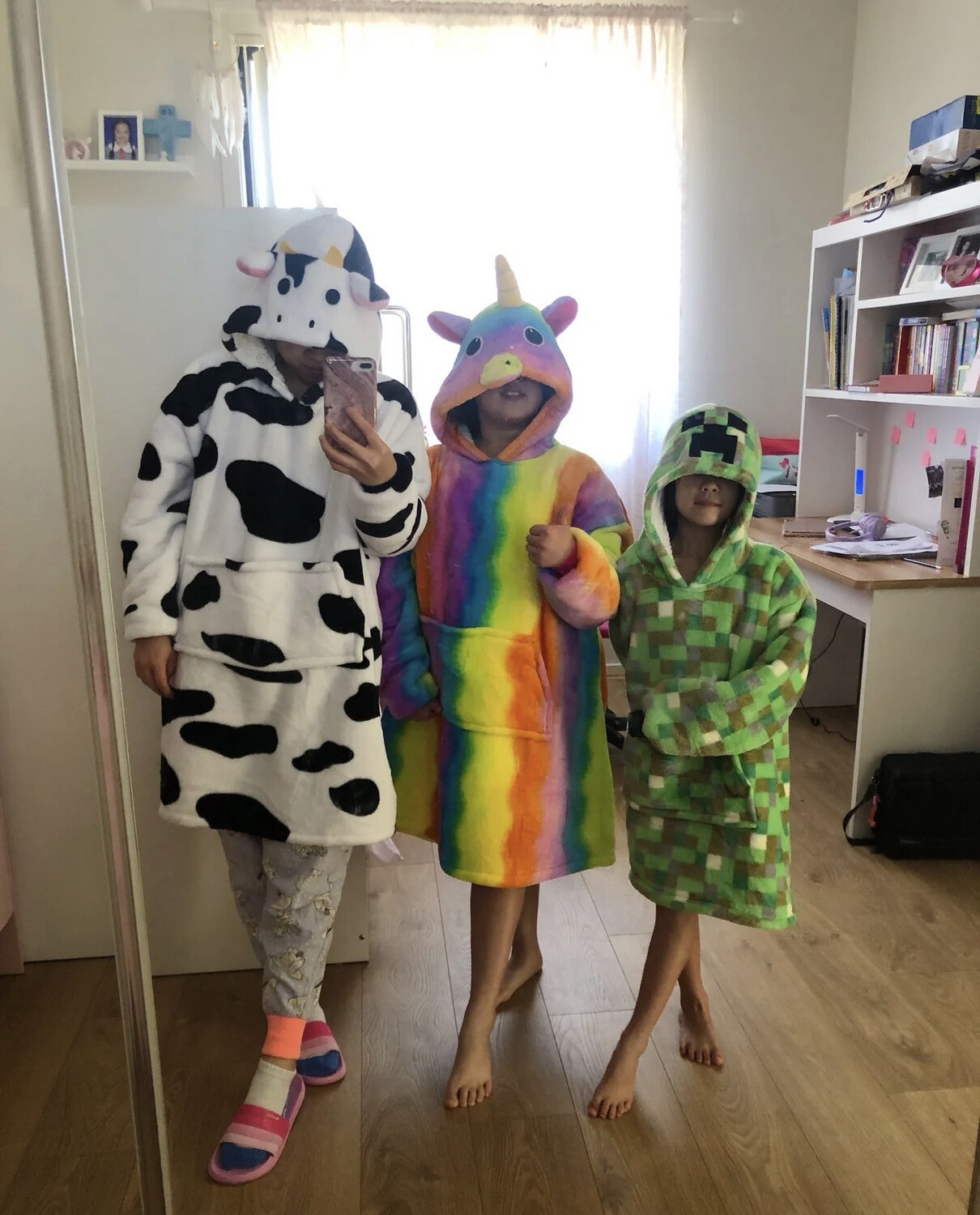 Minecraft Cow Unicorn Animal Oversize Hoodie Costume Party Cute Cozy Comfortable Homewear Pajamas Kid Adult Size Available
