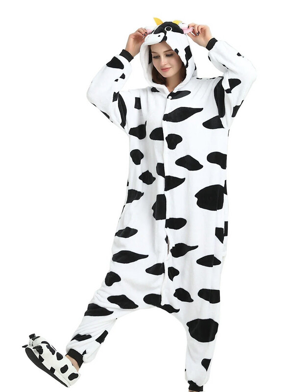 Animal Onesies Cow Costume Party Cute Cozy Comfortable Homewear Pajamas Kid Adult Size Available