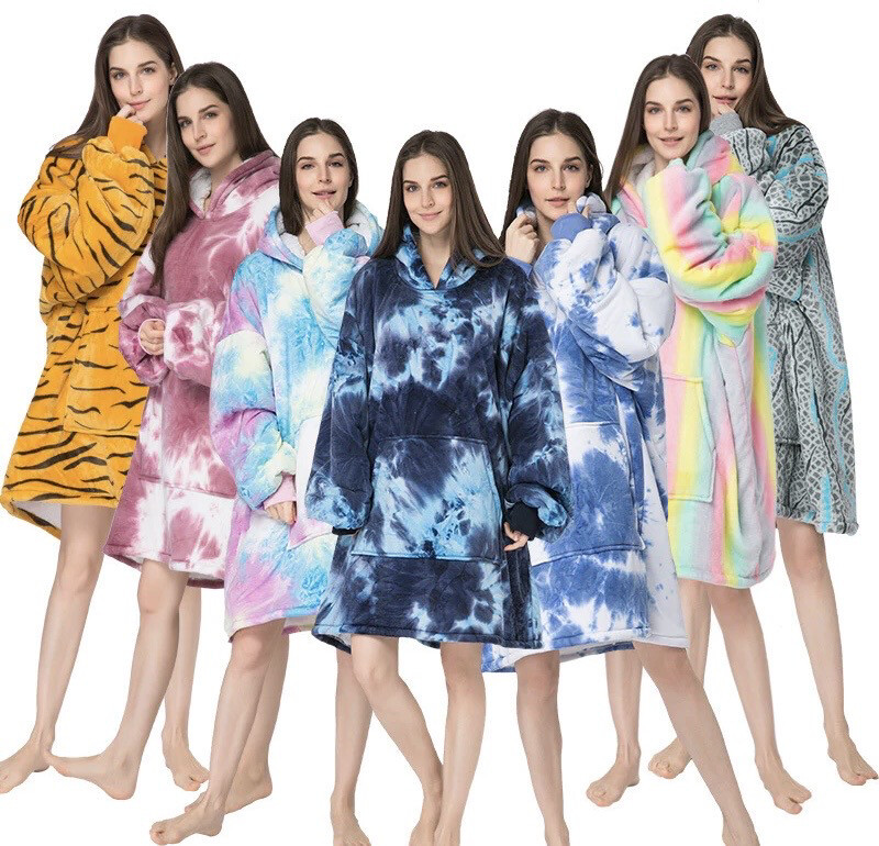 Oversize Hoodie Pajamas Homewear TieDye Cozy Warm Winter Comfortable Clothes