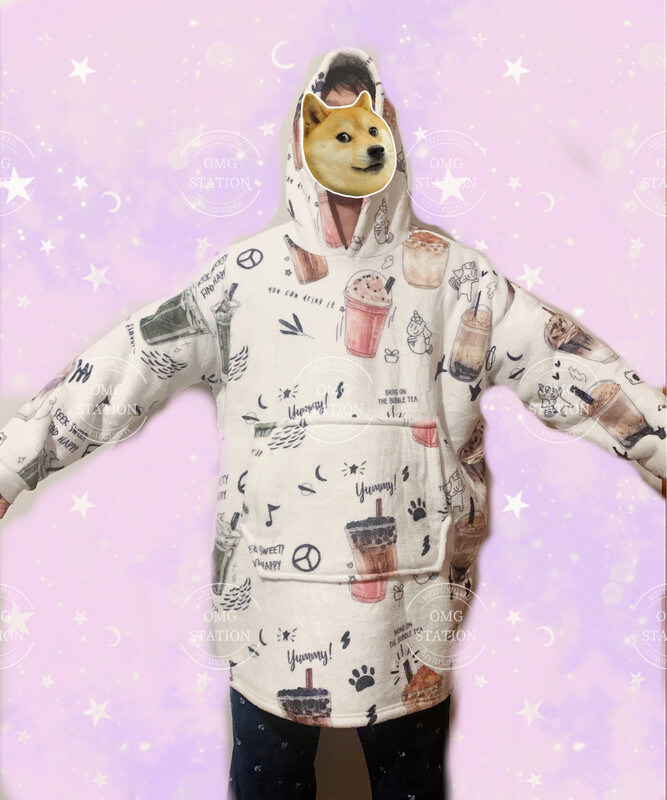 Oversize Hoodie Boba Bubble Tea Soft Pajamas Insta Tiktok Warm Homewear Cozy Sleepwear One Size Only