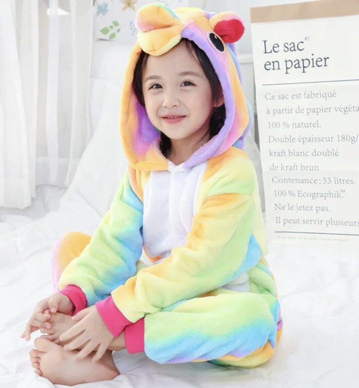 Unicorn Onesies Soft Warm Cute Sleepwear Pajamas Party Costume Pink Blue Rainbow Color Kid Adult Size Available Animal Onesies