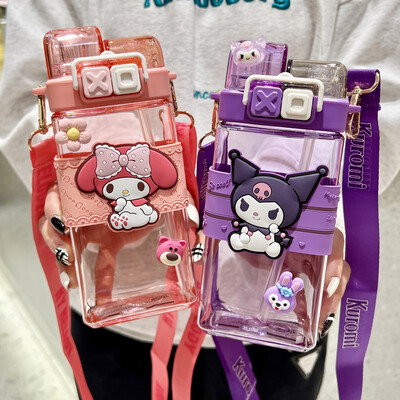 Sanrio Water Bottle 520ml Cute Girl Gift Kuromi Cinnamoroll Melody HelloKitty