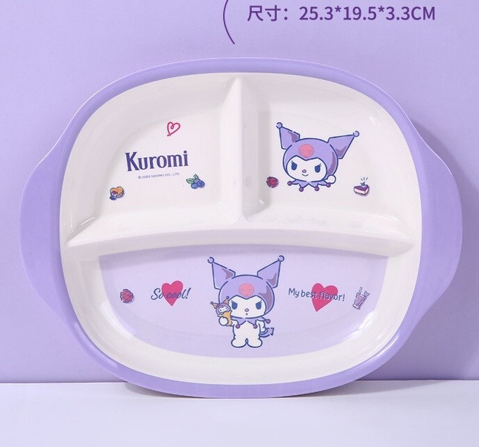 Sanrio Kuromi Tableware Bowls three-compartment plate Cute Gift Girl Series