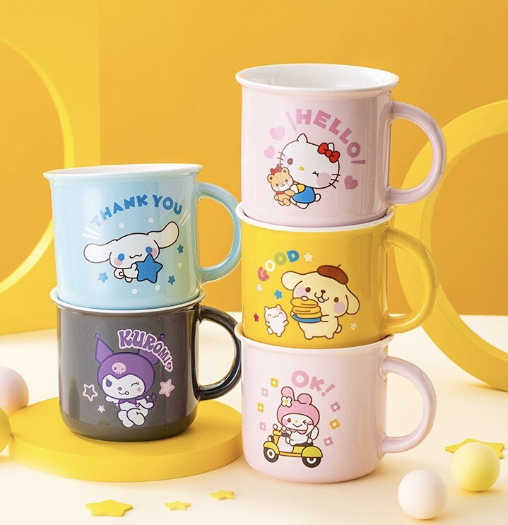 Sanrio Mug Coffee Cup Ceramic Cute Gift Kuromi Pompompurin Melody HelloKitty Cinnamoroll