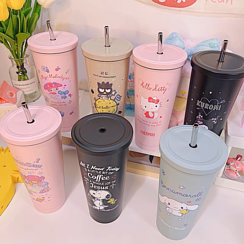 Sanrio Stainless steel Cup Water Bottle 750ml Kuromi Cinnamoroll Melody