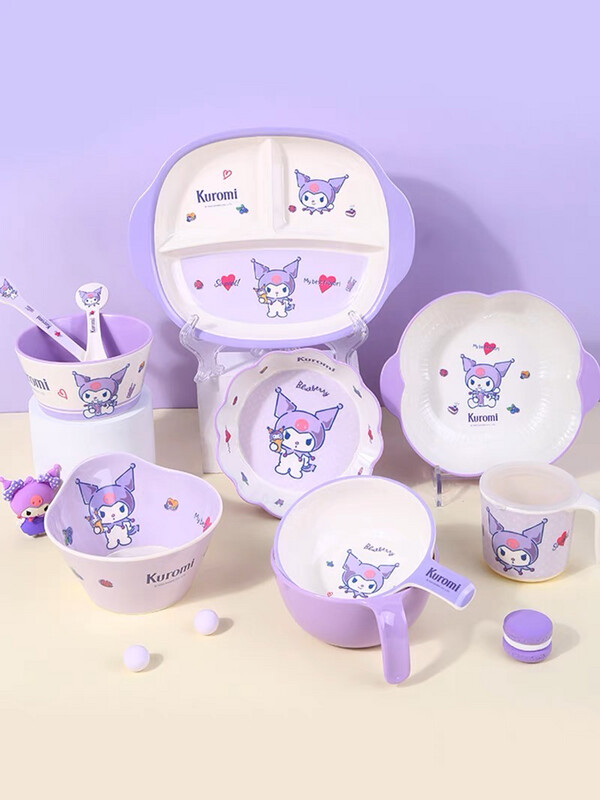 Sanrio Kuromi Tableware Bowls three-compartment plate Cute Gift Girl Series