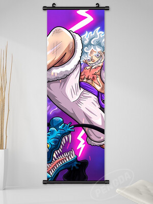 Luffy Gear5 One Piece Banner wall Scroll Hanging painting Decoration