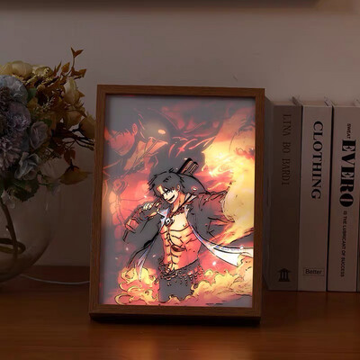 Light Frame Table Decor usb charge One piece Naruto Luffy ACE Small size Frame 8 inch