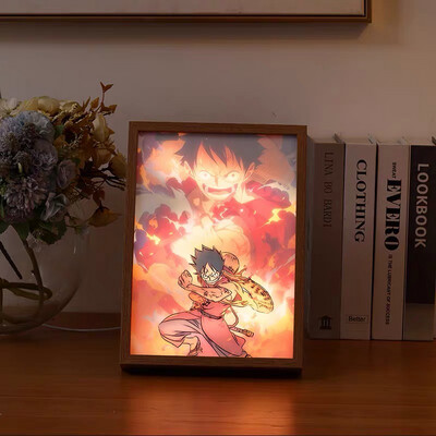 Light Frame Table Decor usb charge One piece Naruto Luffy ACE Small size Frame 8 inch