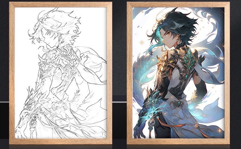 3D Light-up Frame Painting Anime Night Light Dragon Ball jujutsu Kaisen Genshin Impact One Piece