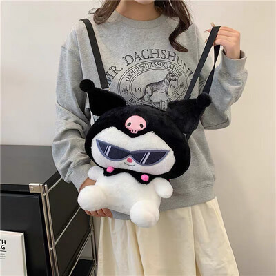 New Sanrio Fluffy Furry Bag Backpack Cinnamoroll Kuromi Cartoon Stitch Spiderman Chinchilla