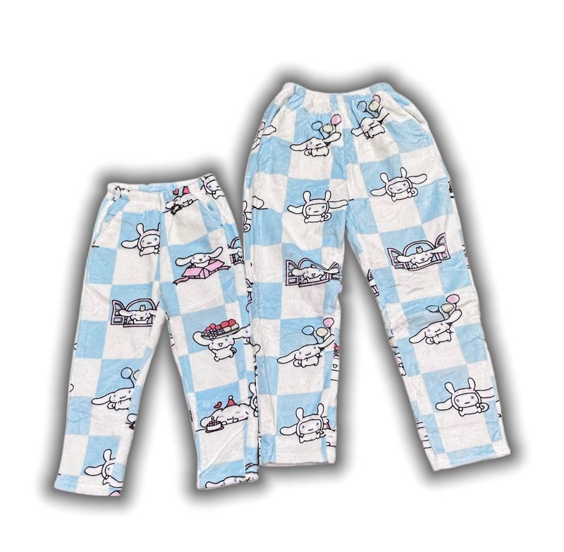 Sanrio Cinnamoroll Pants Warm Sherpa Flannel Hoodie Matching pants Kids Adult Sleepwear