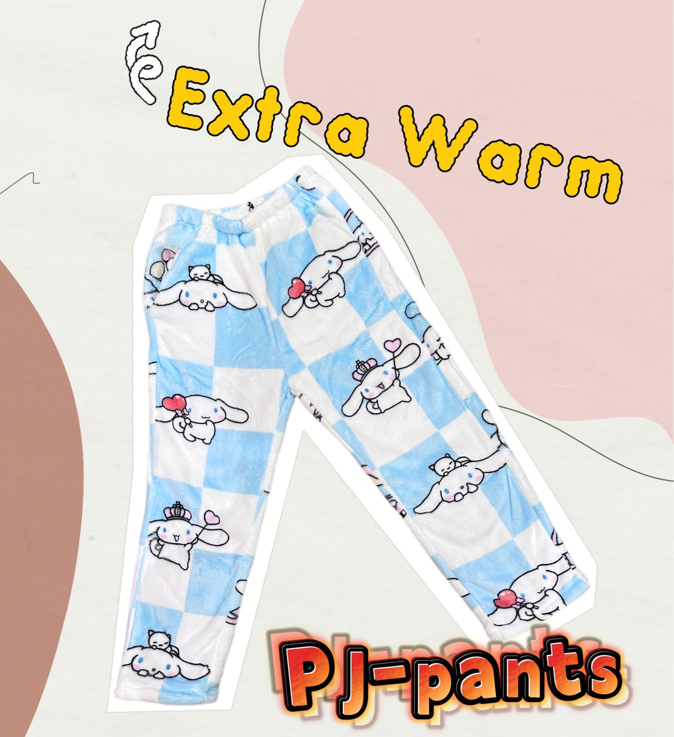 Sanrio Cinnamoroll Pants Warm Sherpa Flannel Hoodie Matching pants Kids Adult Sleepwear