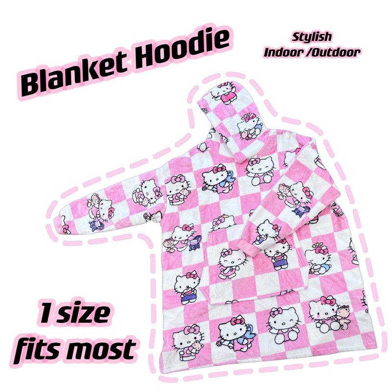 Sanrio HelloKitty Oversize Hoodie Pajamas Warm Sleepwear Cozy Homewear Blanket