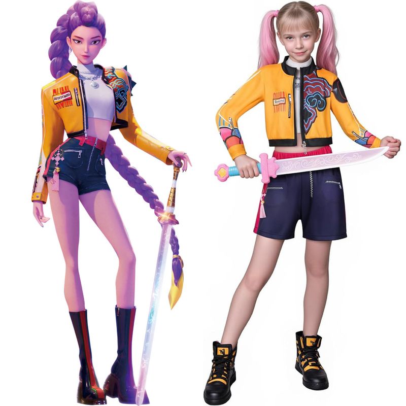 Kpop Demon Hunter Costume Rumi Mira Zoey Cosplay Kid Size Simple Design