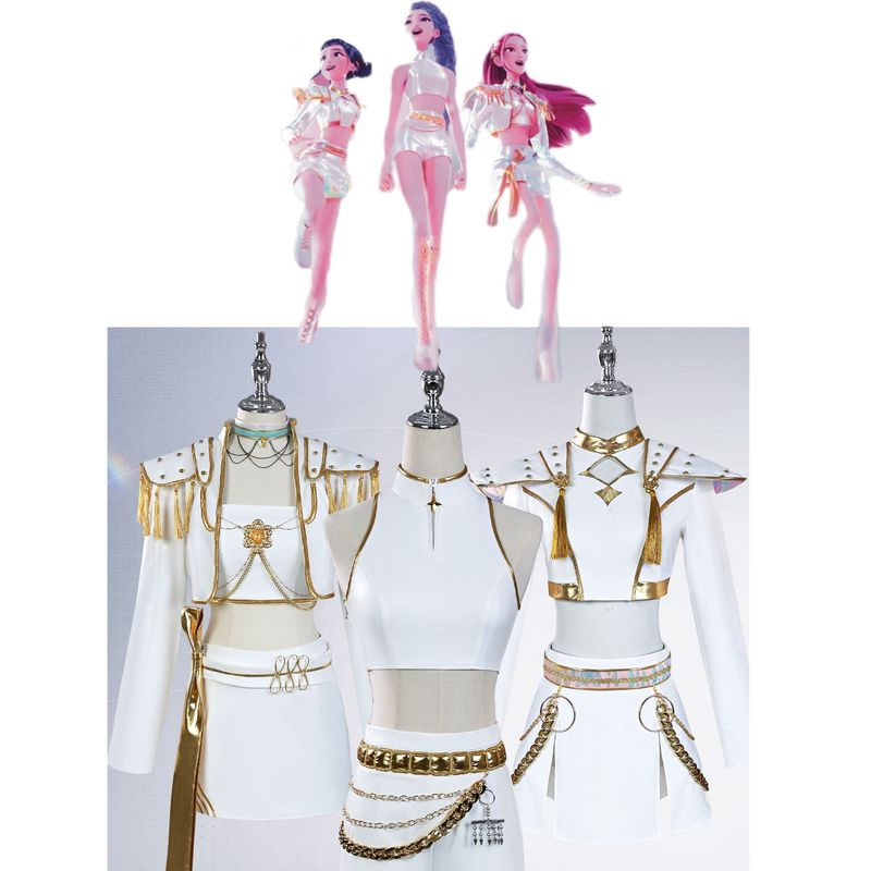 Kpop Demon Hunter Take Down Kid Size Costume White Anime Expo Huntrix Cosplay