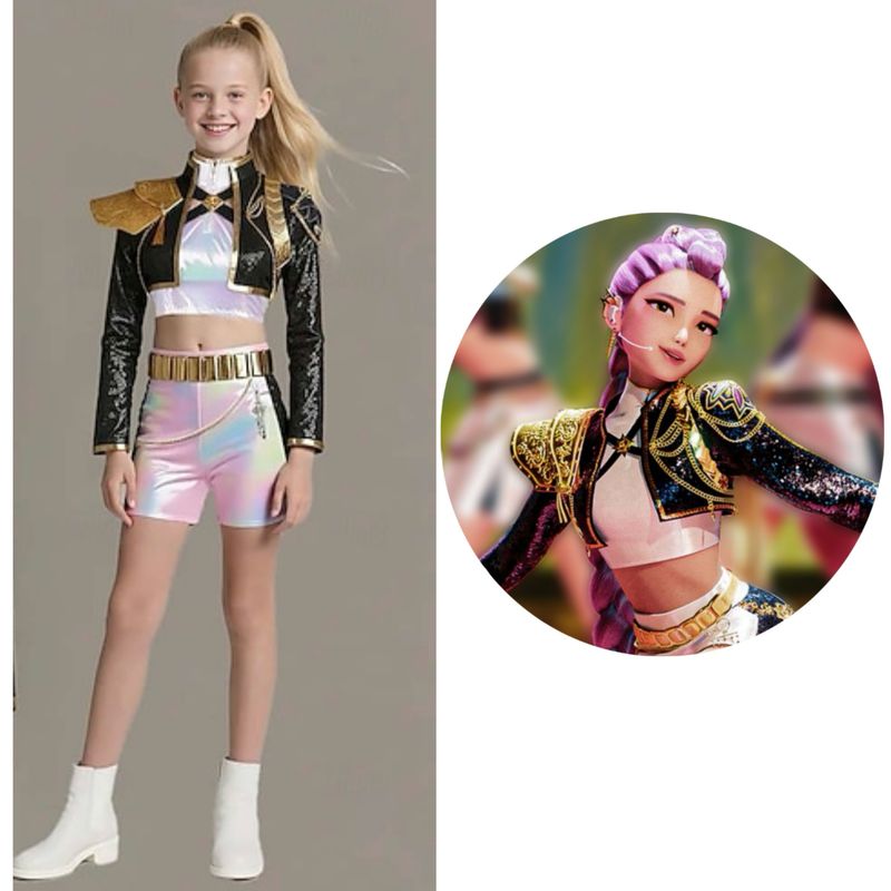 KPop Demon Hunters Costume Idol Rumi Zoey Mira Huntrix Fancy Dress Virtual Idol Movie Cosplay for Girls&#39; Kid&#39;s Halloween Carnival Performance Comic Con Anime Expo