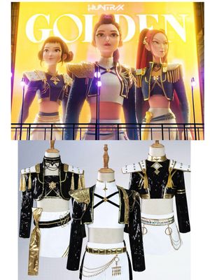 Kpop Demon Hunter Costume Rumi Zoey Mira Girl Suit Adult Size Golden Cosplay