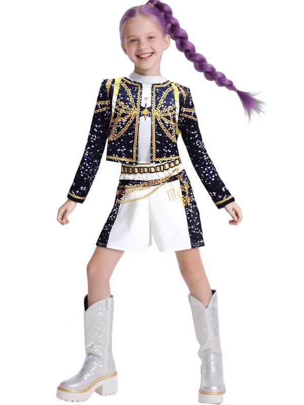 Kpop Demon Hunter Printed Costume Huntrix Cosplay Golden Stagewear