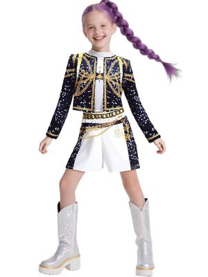 Kpop Demon Hunter Printed Costume Huntrix Cosplay Golden Stagewear