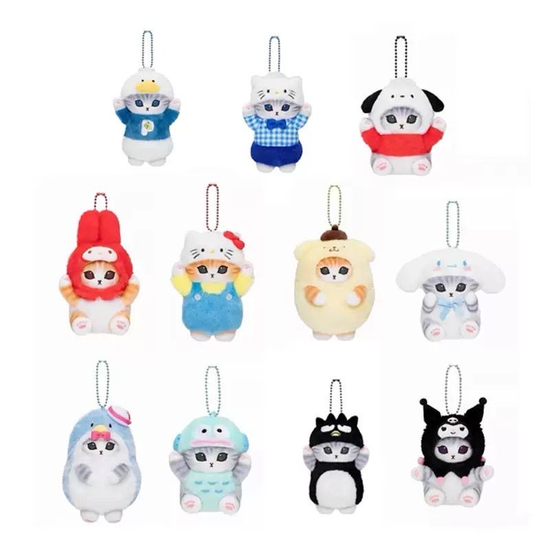Mofusand X Sanrio Plush Keyring Stuffed Furry Keychain Mini Cat Cute Gift
