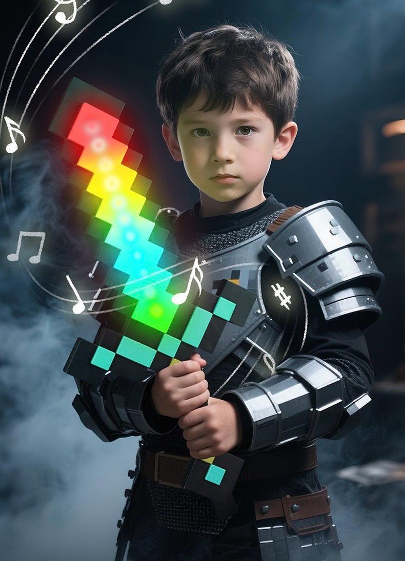 Minecraft Light Up Diamond Sword Night Light Stand Changeable LED